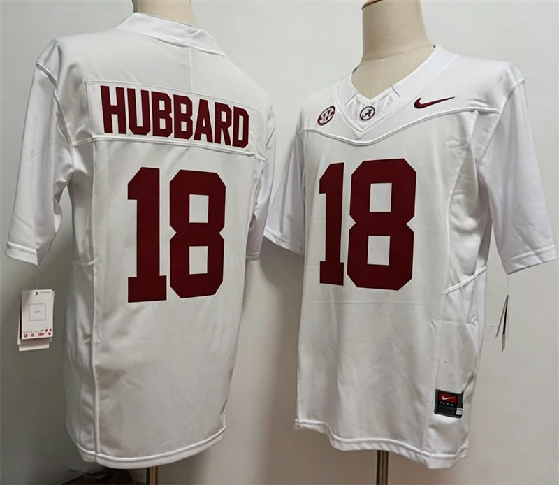 Mens Youth Alabama Crimson Tide #18 Bray Hubbard White College Football Game Jersey