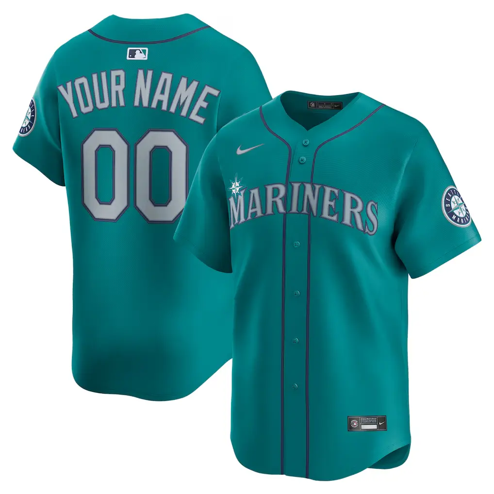 Seattle Mariners Custom Nike Aqua Alternate Limited Jersey