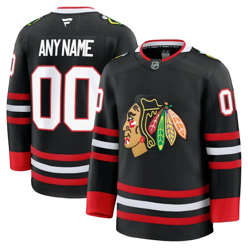 Chicago Blackhawks Custom Black Black Alternate Premium Jersey
