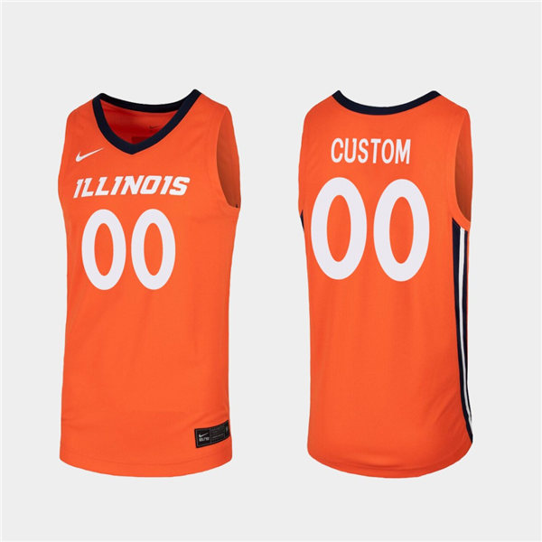 Illinois Fighting Illini Custom Orange White Nike NCAA Basketball Jersey