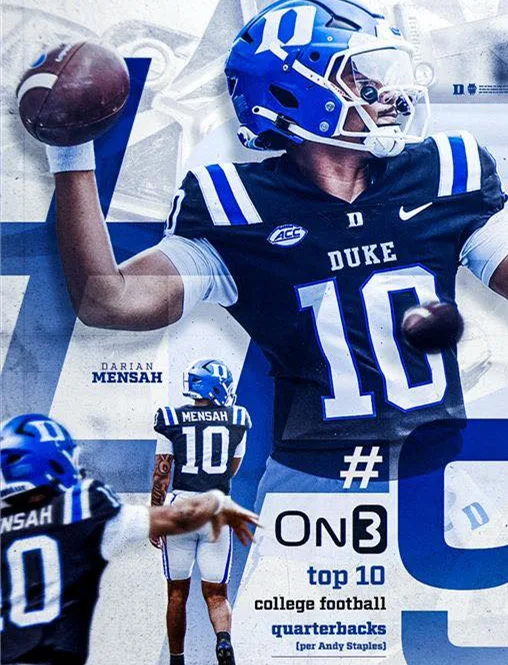 Duke Blue Devils #10 Darian Mensah Black College Football Game Jersey