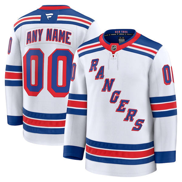 Youth New York Rangers Custom Fanatics White Away Primegreen Jersey