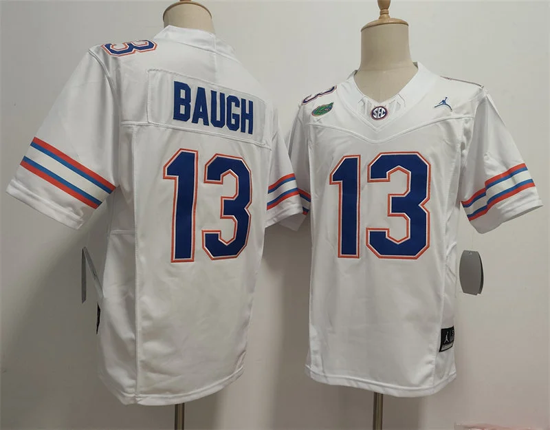 Mens Florida Gators #13 Jadan Baugh White 2025 Football Game Jersey