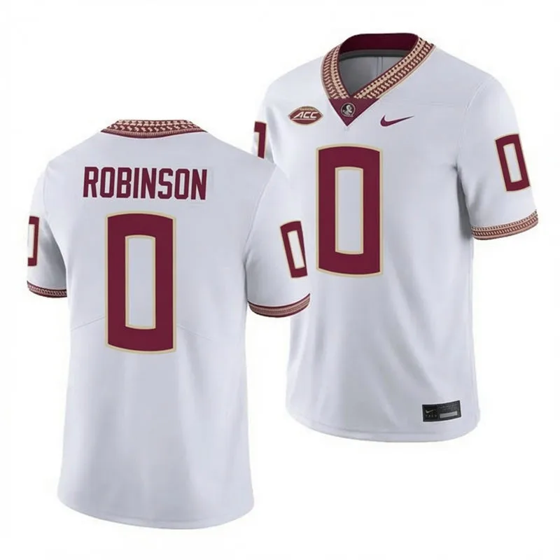 Florida State Seminoles #0 Duce Robinson Nike 2025 White Football Game Jersey
