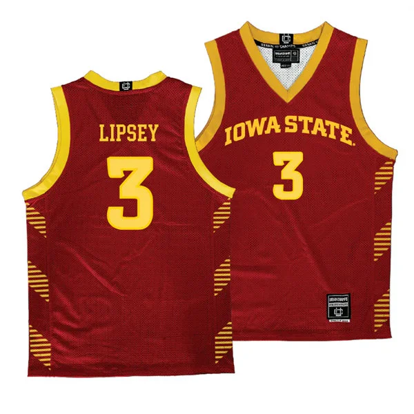 Mens Youth Iowa State Cyclones #3 Tamin Lipsey 2024 Cardinal Basketball Jersey Mens Youth Iowa State Cyclones #3 Tamin Lipsey 2024 Cardinal Basketball Jersey