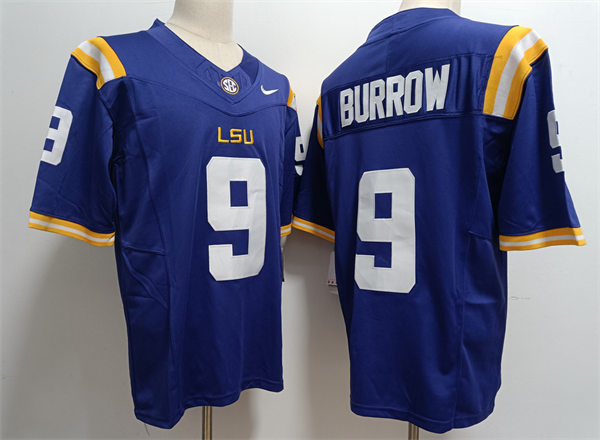 Men's LSU Tigers #9 Joe Burrow Nike 2023 F.U.S.E. Limited Purple College Football Game Jersey