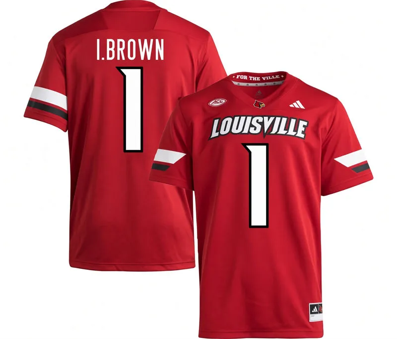 Louisville Cardinals #1 Isaac Brown 2025 Red Football Uniform Jersey