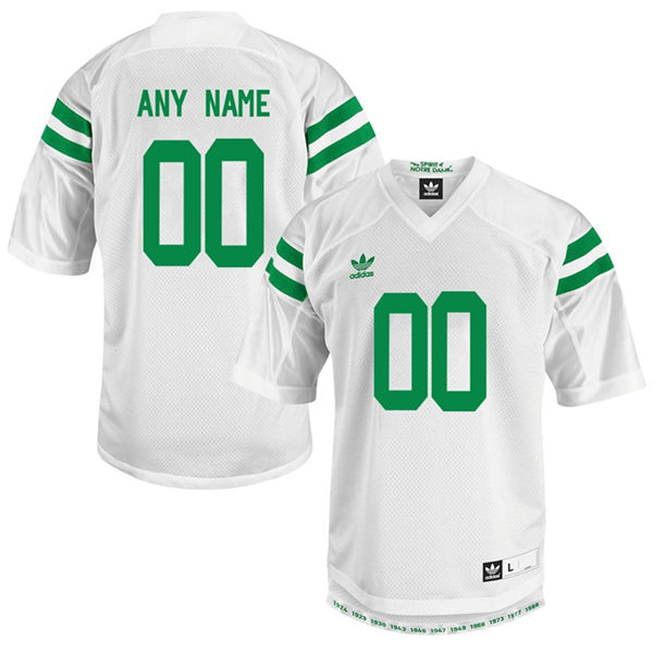Mens Notre Dame Fighting Irish Custom Adidas White Green Football Jersey