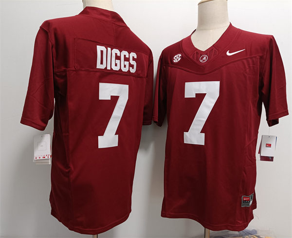 Men's Alabama Crimson Tide #7 Trevon Diggs Crimson College Football Game Jersey