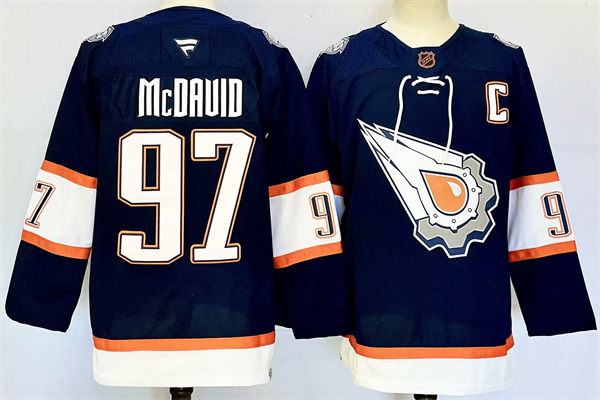 Men's Edmonton Oilers #97 Connor McDavid Navy 2022 Reverse Retro Primegreen Jersey