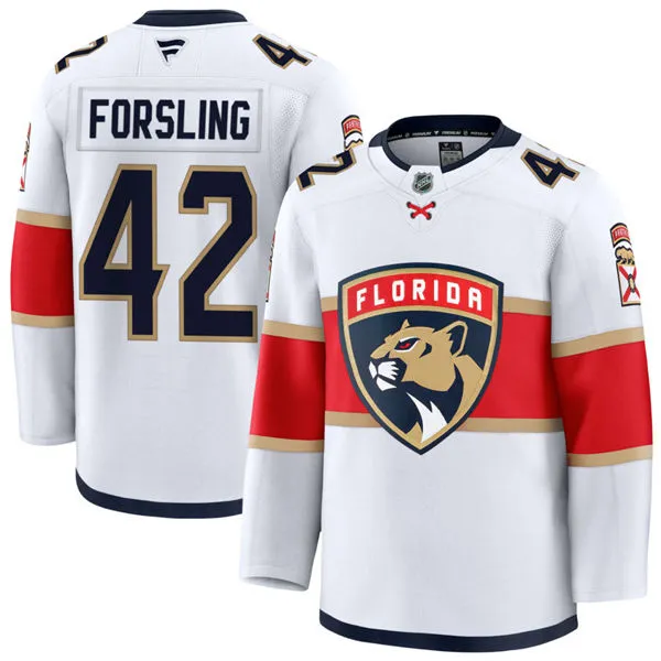 Men's Florida Panthers #42 Gustav Forsling Fanatics White Away Player Jersey