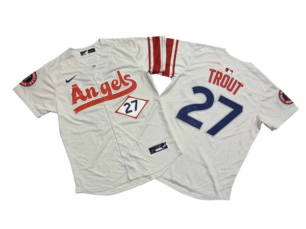 Men's Los Angeles Angels #27 Mike Trout Nike Stitched Cream City Connect Limited Jersey