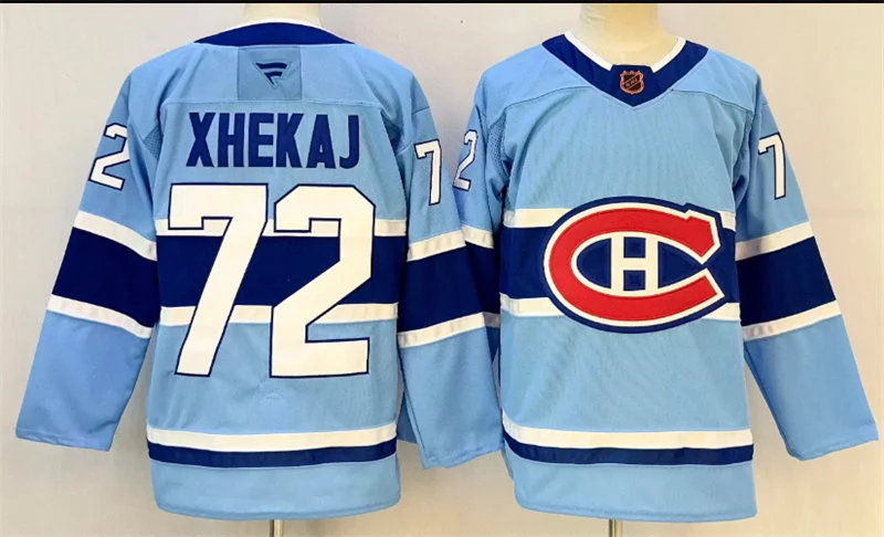 Men's Montreal Canadiens #72 Arber Xhekaj Blue Reverse Retro 2.0 Premium Jersey