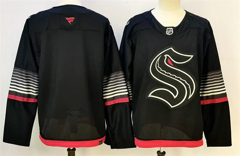 Men's Seattle Kraken Blank Black Alternate Glow-In-The-Dark Premium Team Jersey