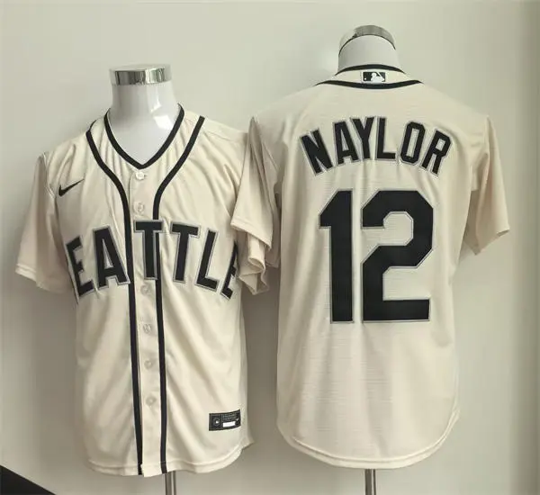 Men's Seattle Mariners #12 Josh Naylor Cream Retro Limited Jersey