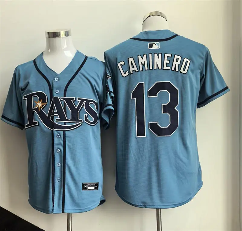 Men's Tampa Bay Rays #13 Junior Caminero Light Blue Alternate Limited Jersey