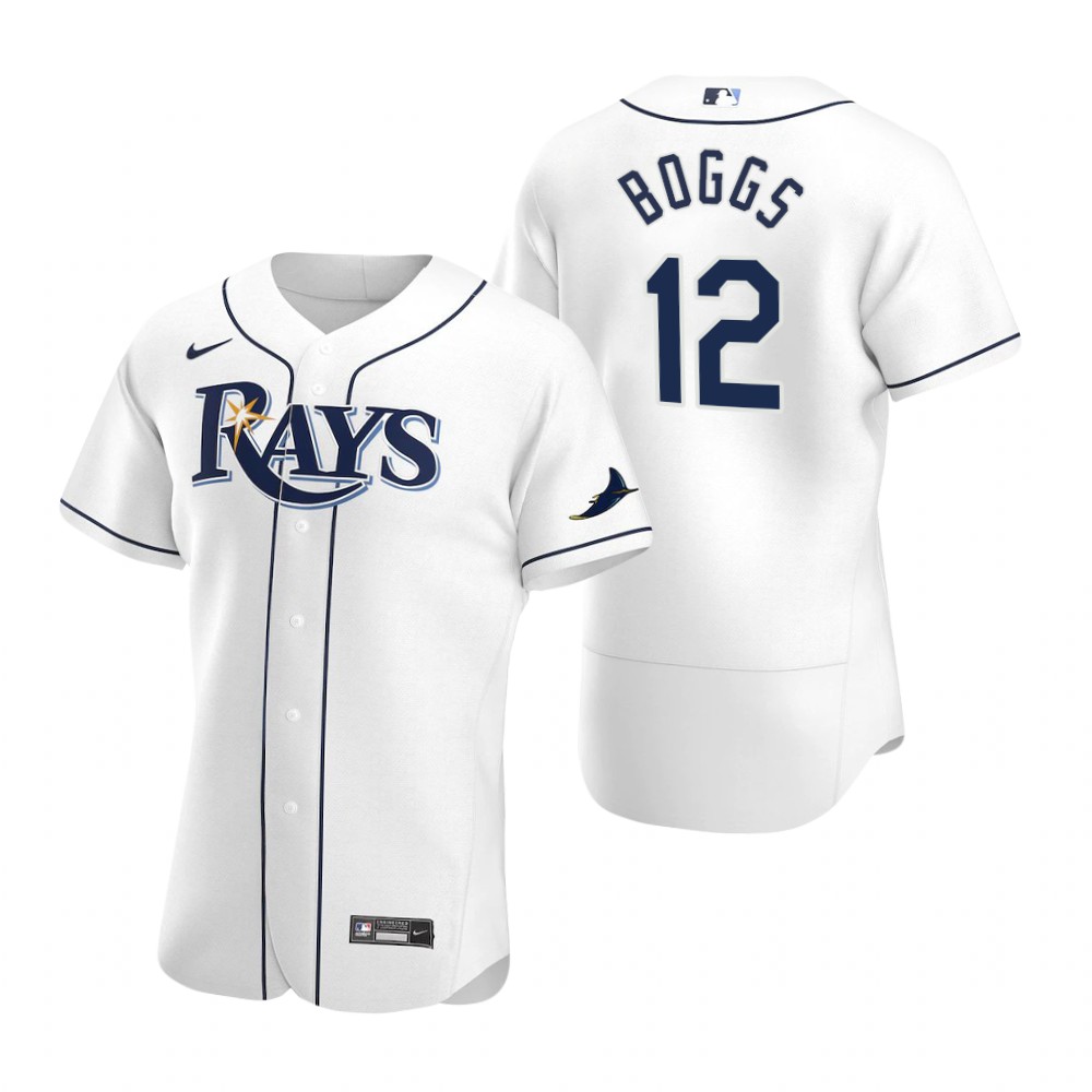 Men's Tampa Bay Rays Retired Player #12 Wade Boggs Nike White Flex Base Baseball Jersey