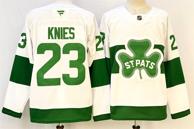 Men's Toronto Maple Leafs #23 Matthew Knies Fanatics White St. Patricks Jersey