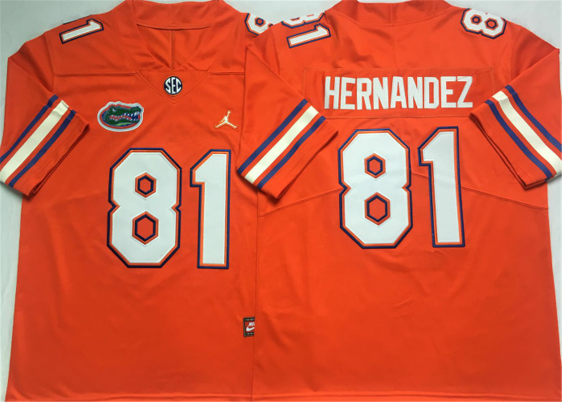 Aaron Hernandez Florida Gators Men's Jersey - #81 NCAA Orange Stitched Jordan Authentic