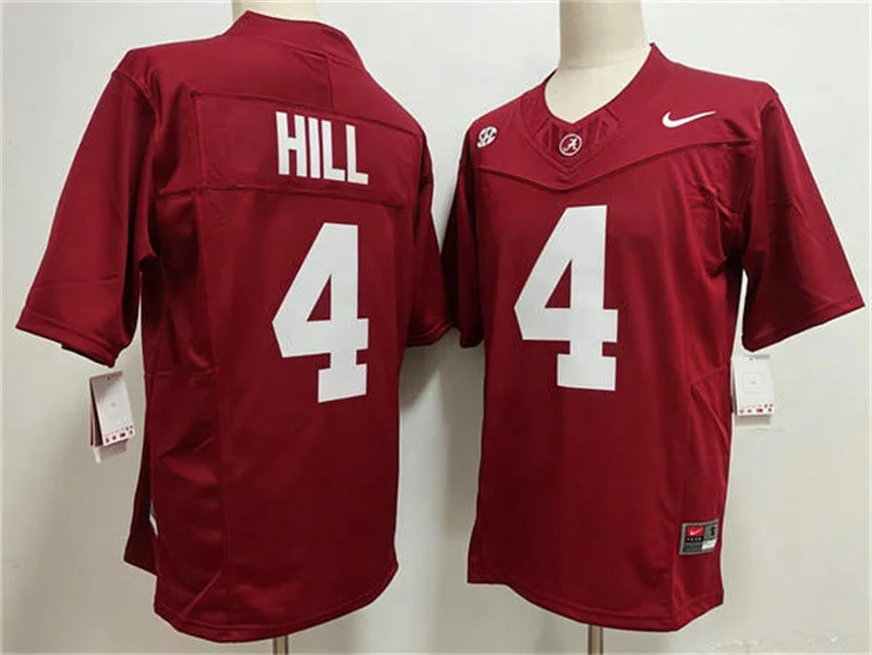 Alabama Crimson Tide #4 DANIEL HILL Crimson College Football Game Jersey