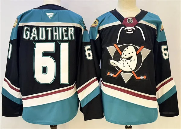 Mens Anaheim Ducks #61 Cutter Gauthier Fanatics Black Alternate Jersey