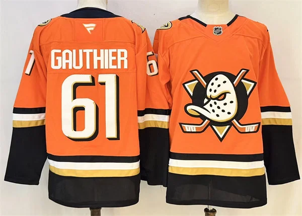 Mens Anaheim Ducks #61 Cutter Gauthier Fanatics 2025 Orange Home Jersey