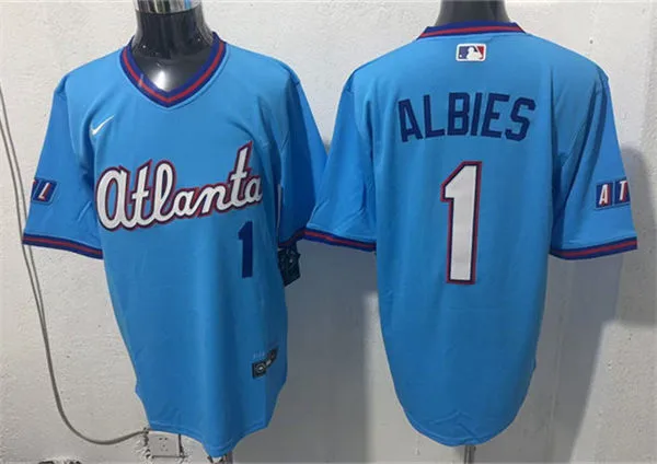 Mens Atlanta Braves #1 Ozzie Albies 2026 Blue City Connect 2.0 Limited Jersey