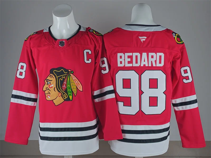 Mens Chicago Blackhawks #98 Connor Bedard Fanatics Stitched Home Red Jersey