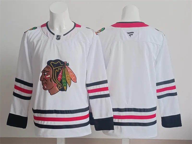 Mens Chicago Blackhawks Blank Fanatics Away White Team Jersey