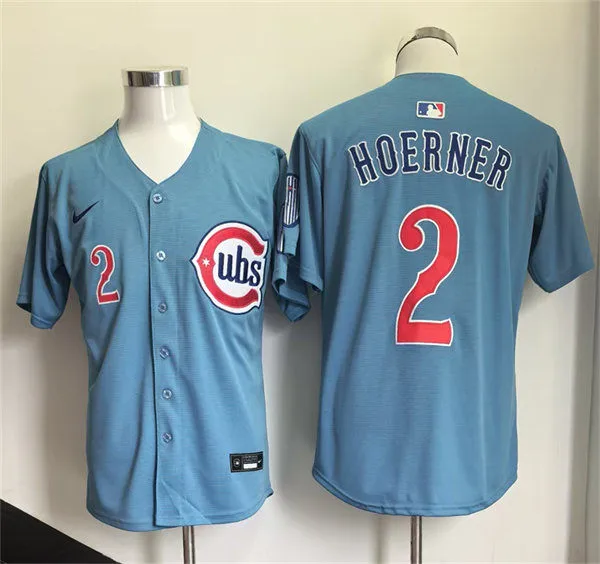 Mens Chicago Cubs #2 Nico Hoerner Nike Blue Alternate Limited Jersey