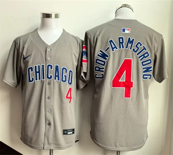Mens Chicago Cubs #4 Pete Crow-Armstrong Nike Gray Road Limited Player Jersey