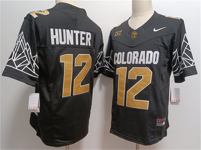 Mens Colorado Buffaloes #12 Travis Hunter 2024 XII F.U.S.E. Limited Black Yellow College Football Game Jersey