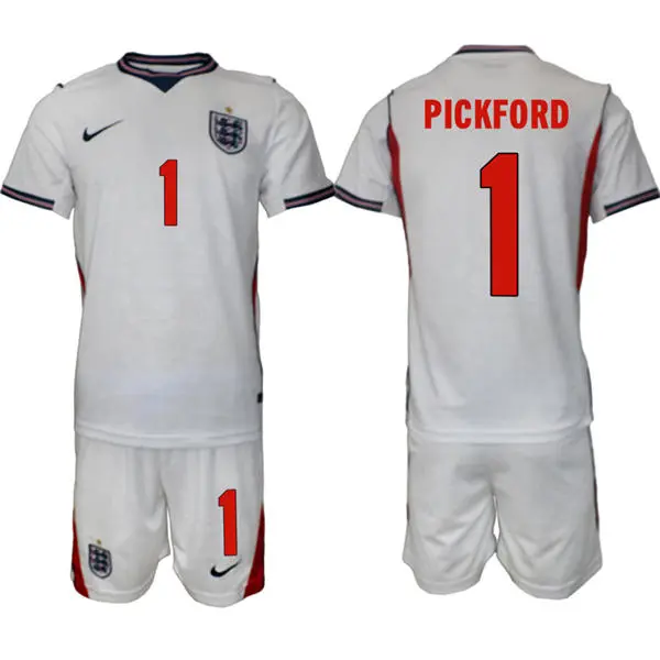 Mens England National Team #1 Jordan Pickford Home White 2026 FIFA World Cup Soccer Jersey Kit