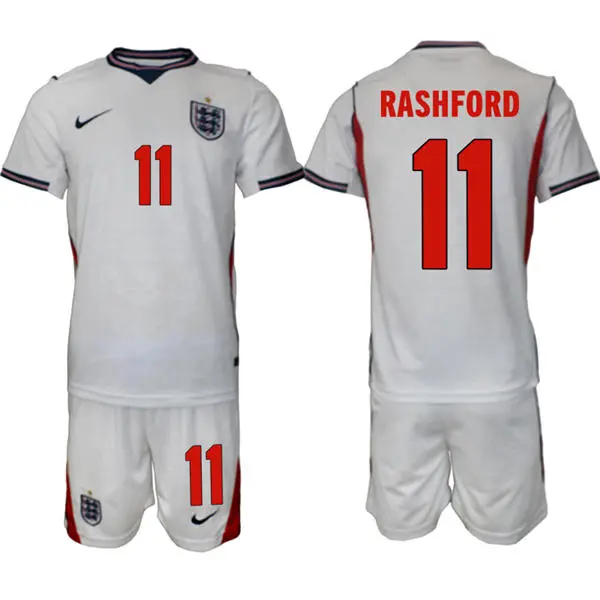 Mens England National Team #11 Marcus Rashford Home White 2026 FIFA World Cup Soccer Jersey Kit
