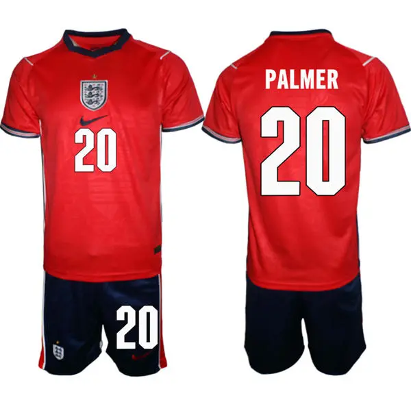 Mens England National Team #20 Cole Palmer Away Red 2026 FIFA World Cup Soccer Jersey Kit