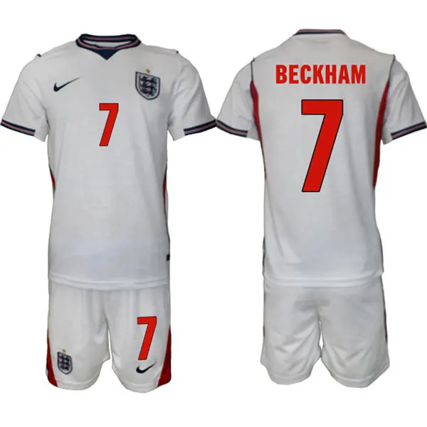 Mens England National Team #7 David Beckham Home White 2026 FIFA World Cup Soccer Jersey Kit