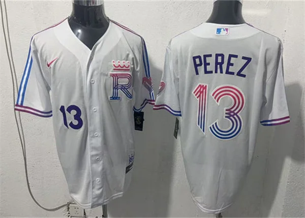 Mens Kansas City Royals #13 Salvador Perez 2026 White Forever Fountains City Connect Stadium Jersey