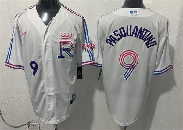 Mens Kansas City Royals #9 Vinnie Pasquantino 2026 White Forever Fountains City Connect Stadium Jersey