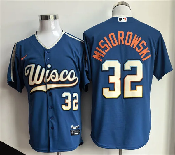 Mens Milwaukee Brewers #32 Jacob Misiorowski Nike 2026 Mineral Blue Wisco City City Connect Stadium Jersey