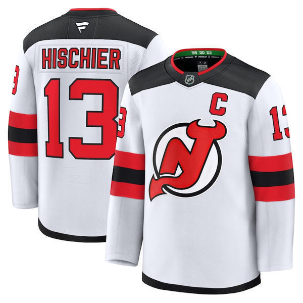 Womens New Jersey Devils #13 Nico Hischier Stitched Fanatics Away White Jersey