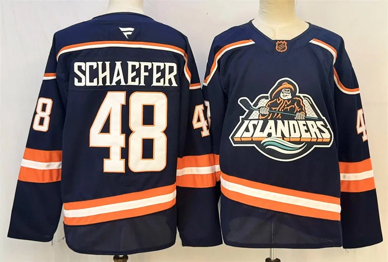 Mens New York Islanders #48 Matthew Schaefer Navy Reverse Retro 2.0 Primegreen Jersey