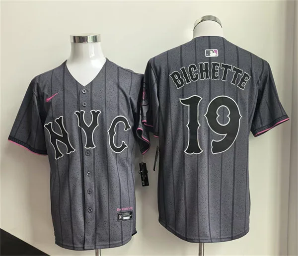 Mens New York Mets #19 Bo Bichette Nike Graphite City Connect Limited Jersey