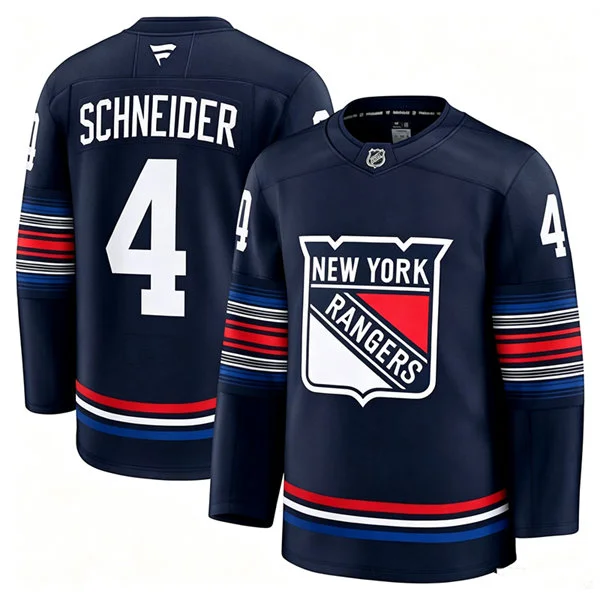 Mens New York Rangers #4 Braden Schneider Fanatics Navy Alternate Premium Jersey