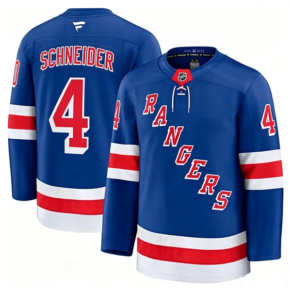 Mens New York Rangers #4 Braden Schneider Fanatics Royal Home Premium Jersey