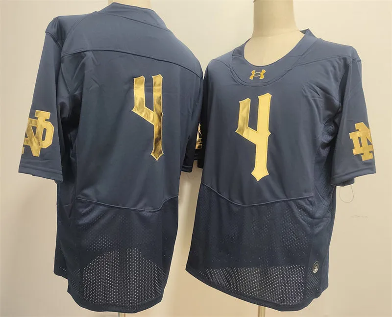 Youth Notre Dame Fighting Irish #4 Jeremiyah Love Navy 2024 Shamrock Series College Football Game Jersey