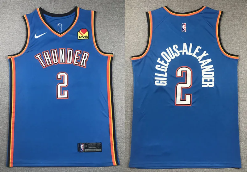 Mens Oklahoma City Thunder #2 Shai Gilgeous-Alexander Blue Icon Edition Jersey