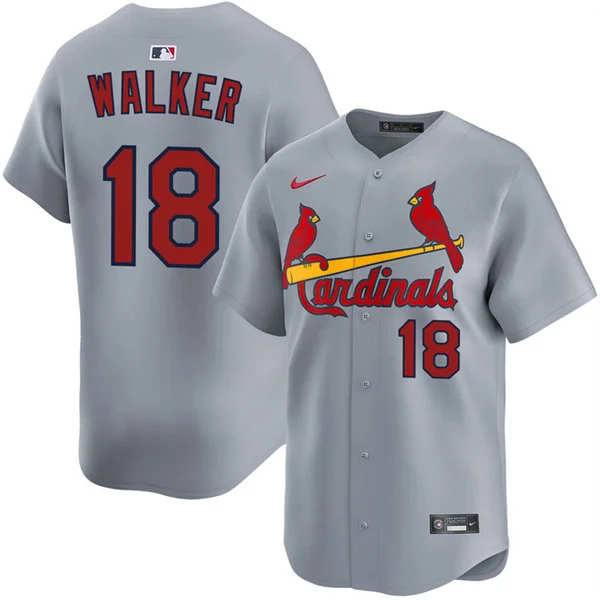 Mens St. Louis Cardinals #18 Jordan Walker Nike Grey Road Limited Jersey