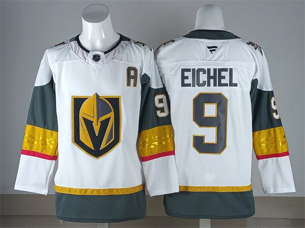 Mens Vegas Golden Knights #9 Jack Eichel Stitched Fanatics Away White Player Jersey