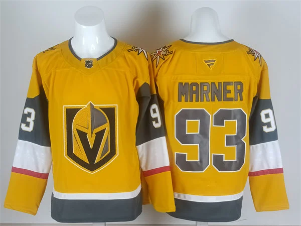 Mens Vegas Golden Knights #93 Mitch Marner Stitched Fanatics Gold Home Player Jersey