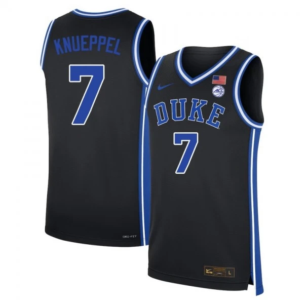 Mens Youth Duke Blue Devils #7 Kon Knueppel Black College Basketball Game Jersey